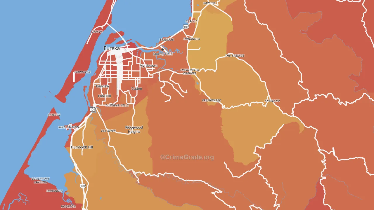 Humboldt County, CA Map of Murder Rates