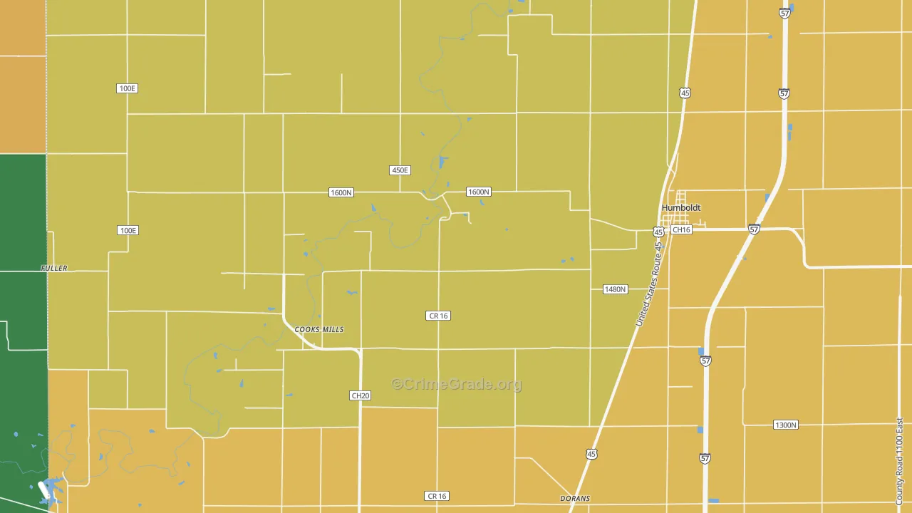 Humboldt, IL Map of Murder Rates