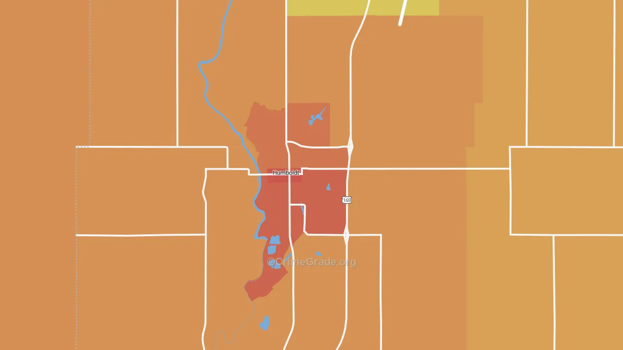 Humboldt, KS Map of Murder Rates