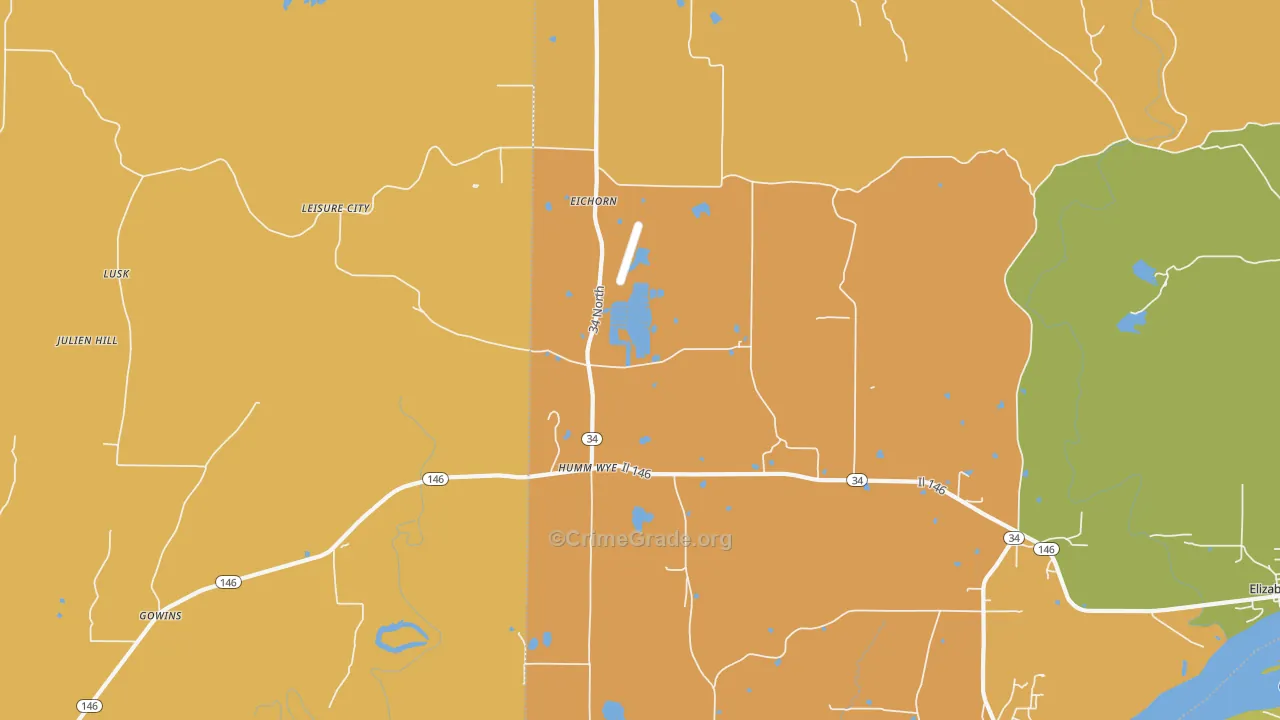 Humm Wye, IL Map of Murder Rates