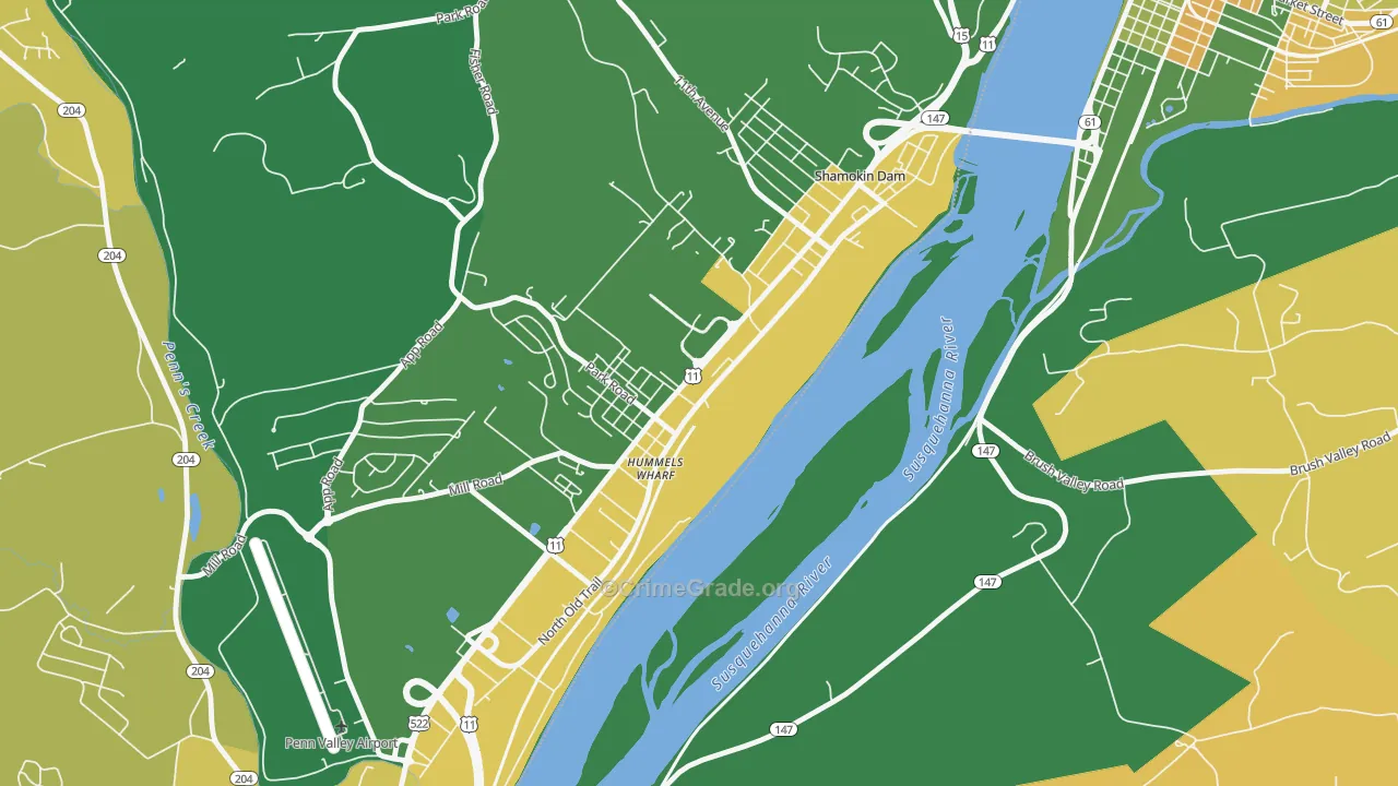Hummels Wharf, PA Map of Murder Rates