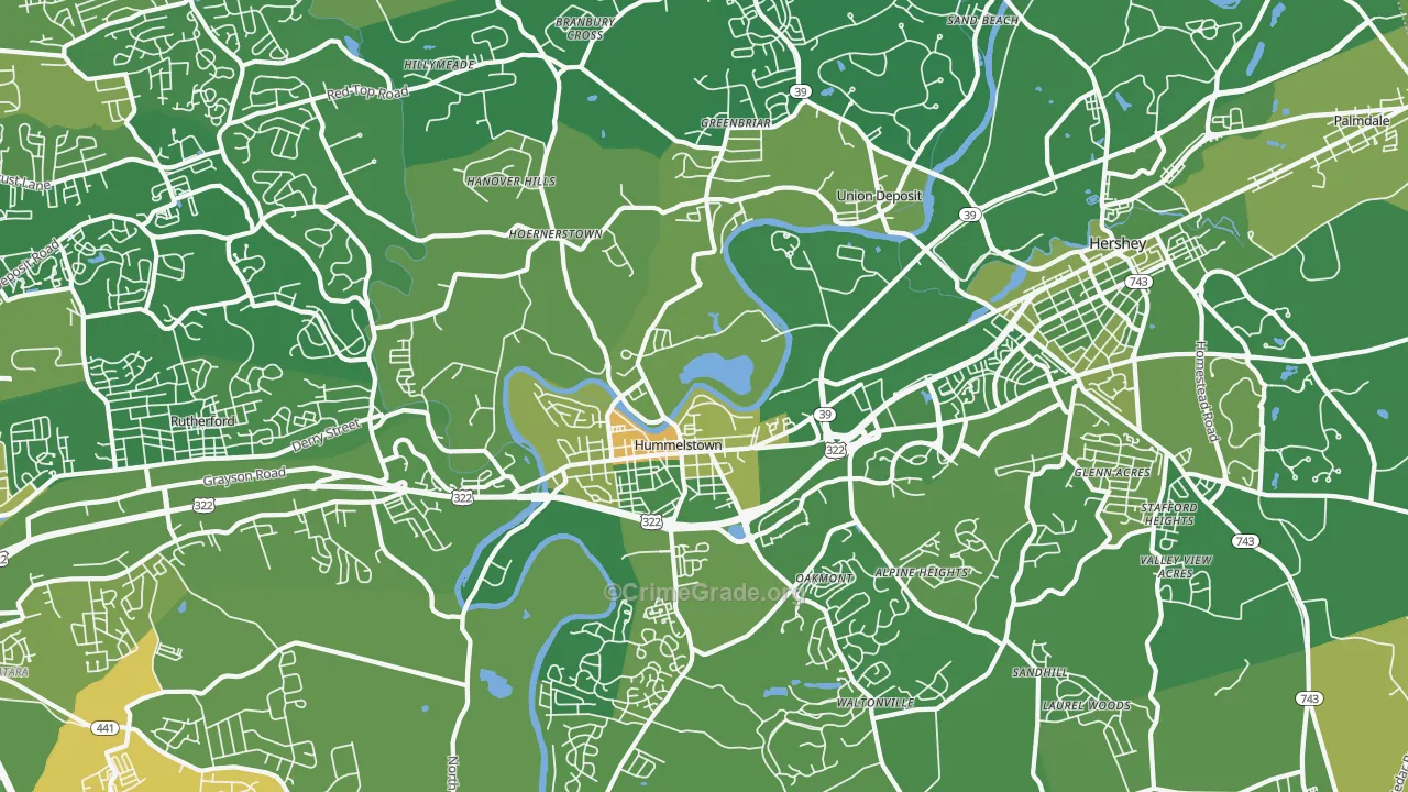 Hummelstown, PA Map of Murder Rates