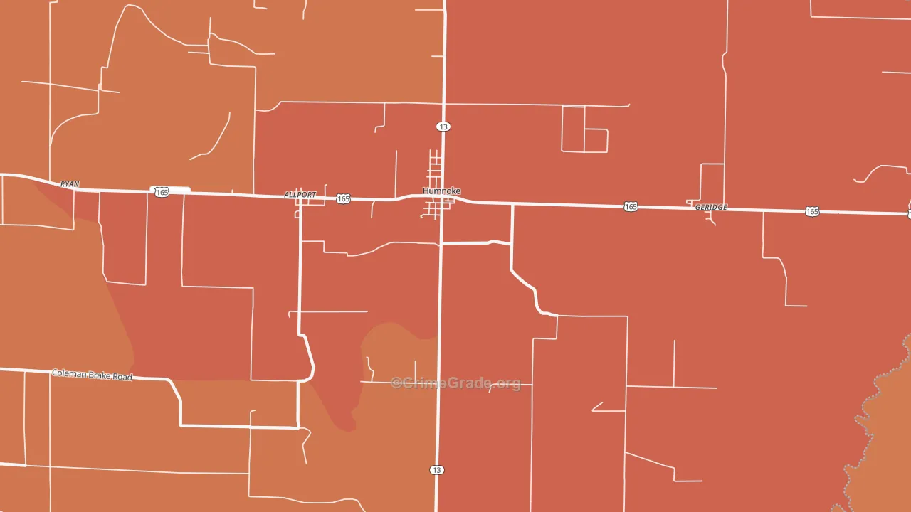 Humnoke, AR Map of Murder Rates