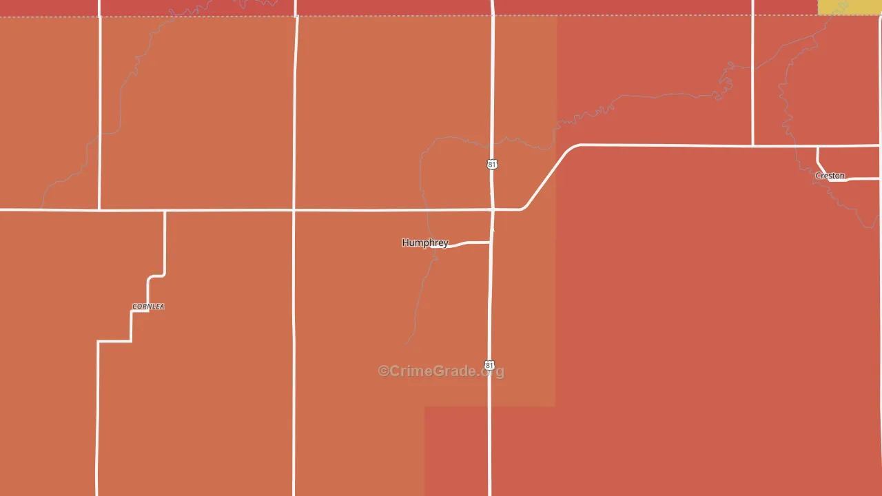 Humphrey, NE Map of Murder Rates