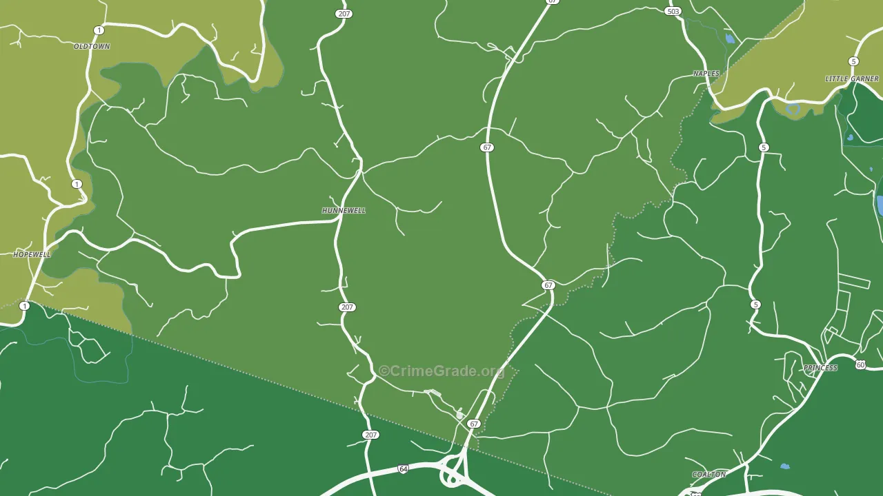 Hunnewell, KY Map of Murder Rates