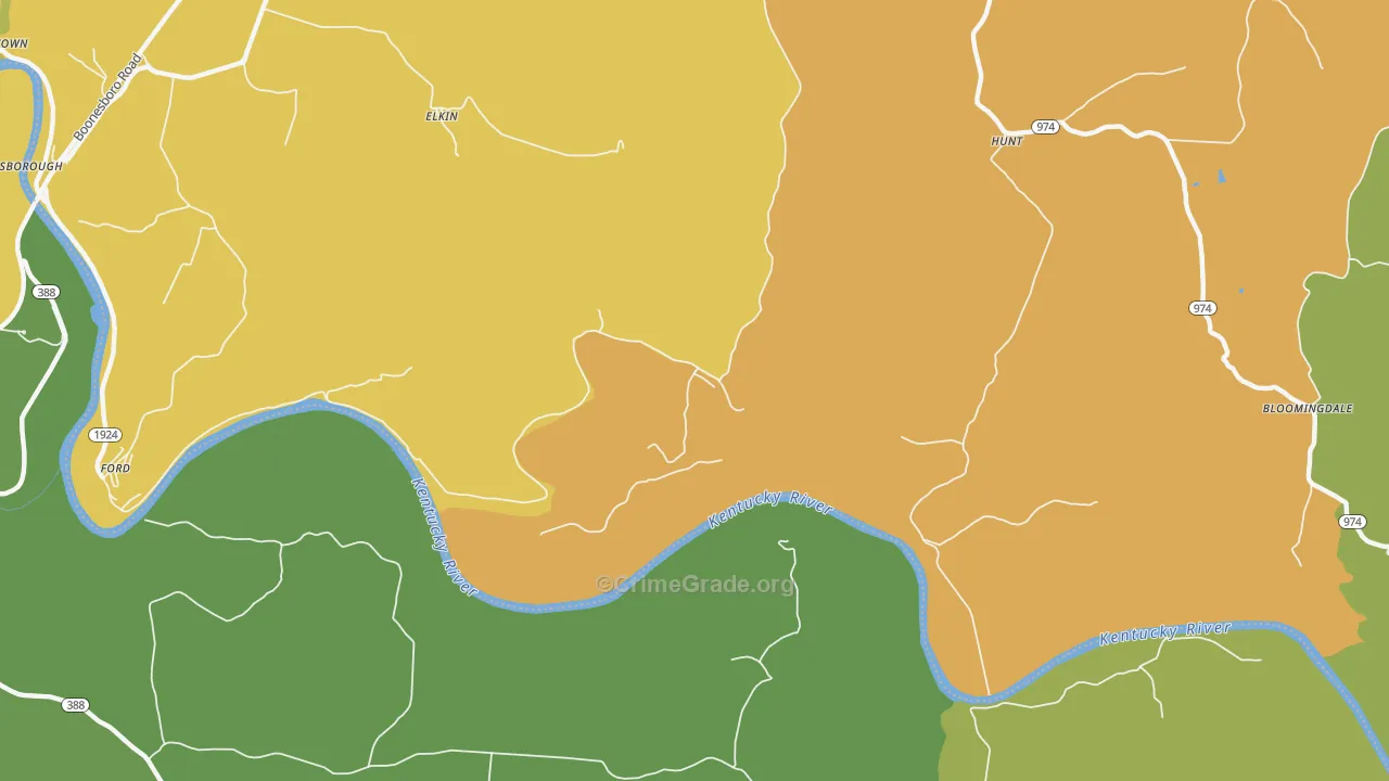 Hunt, KY Map of Murder Rates