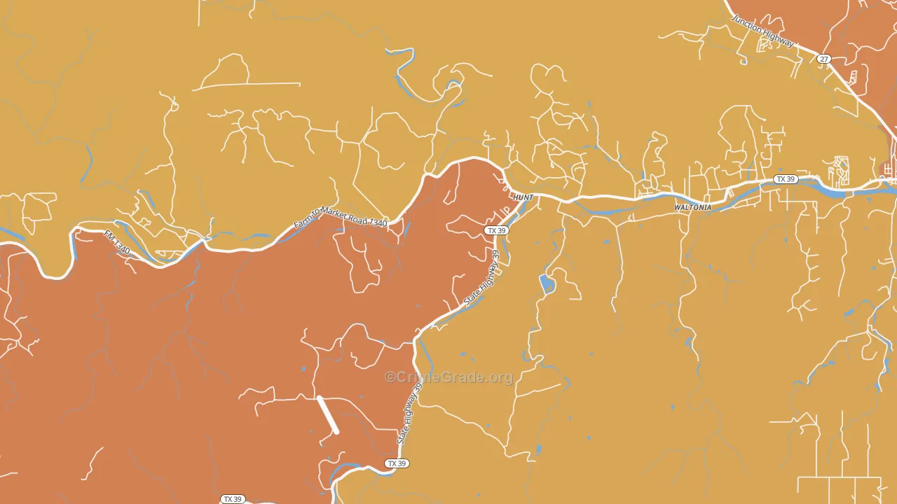 Hunt, TX Map of Murder Rates