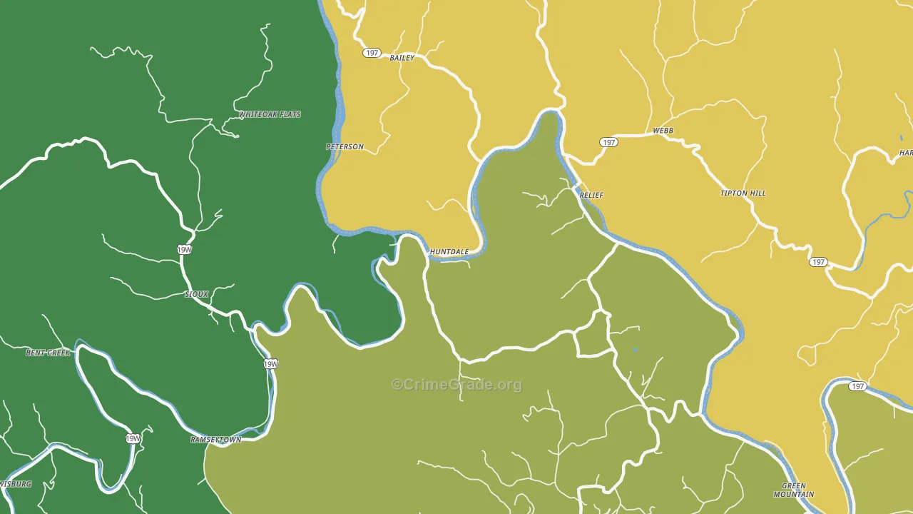 Huntdale, NC Map of Murder Rates