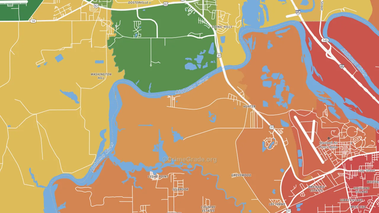 Hunter, AL Map of Murder Rates