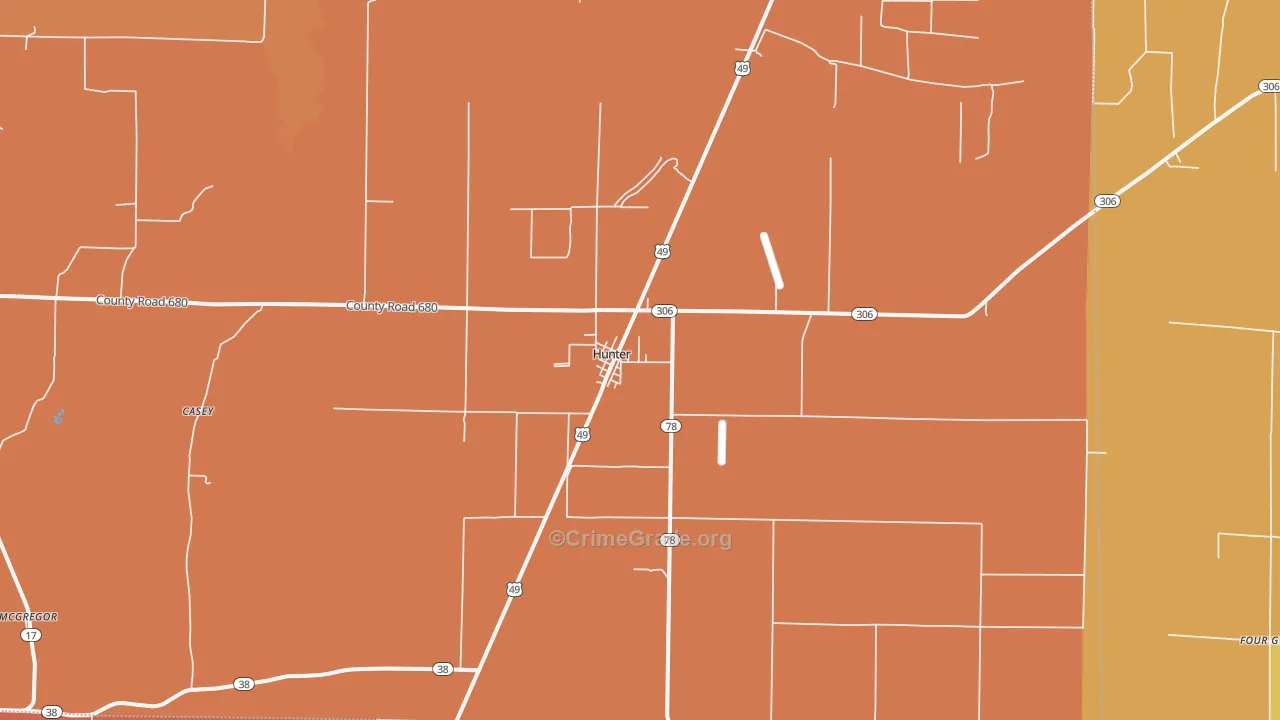 Hunter, AR Map of Murder Rates