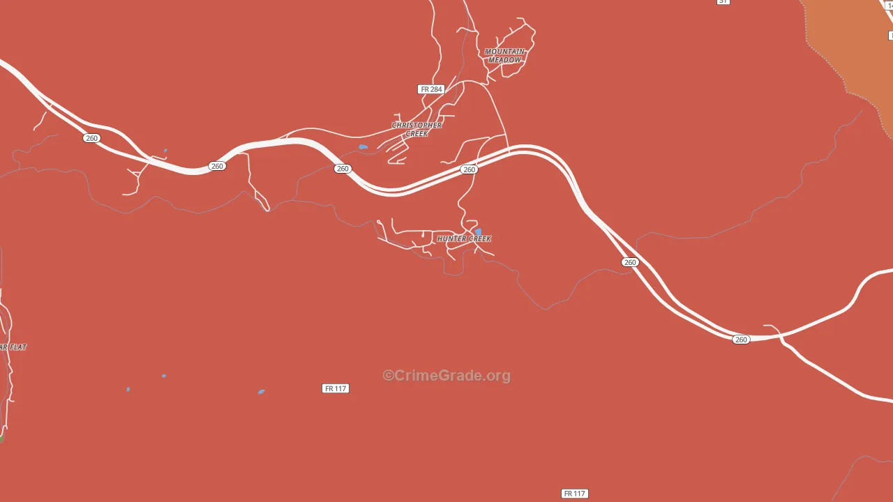 Hunter Creek, AZ Map of Murder Rates
