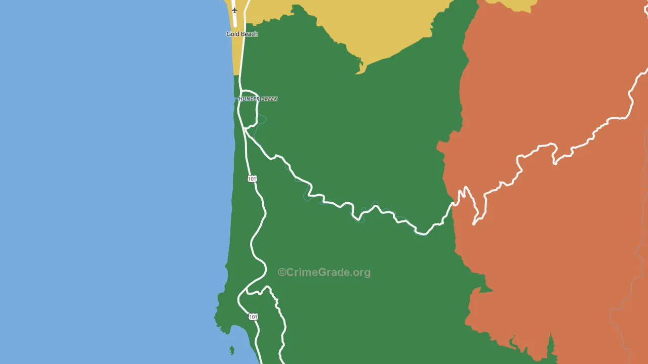 Hunter Creek, OR Map of Murder Rates