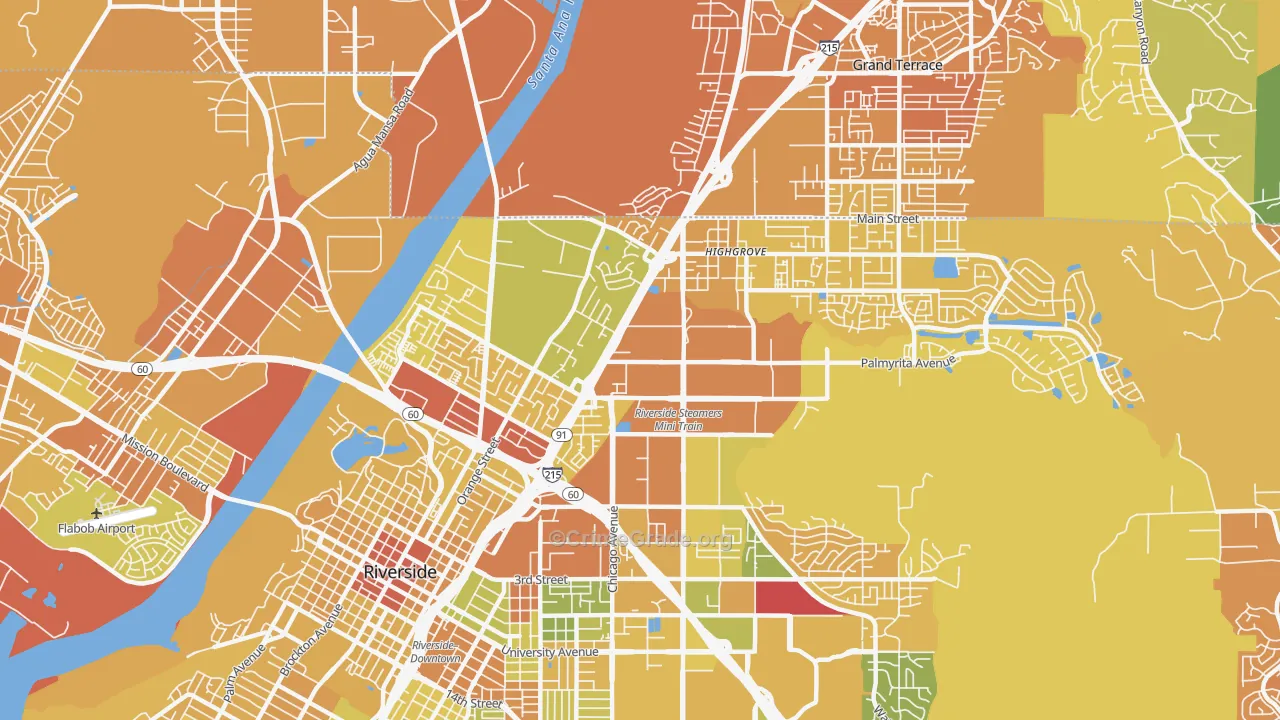 Hunter Industrial Park, Riverside, CA Map of Murder Rates