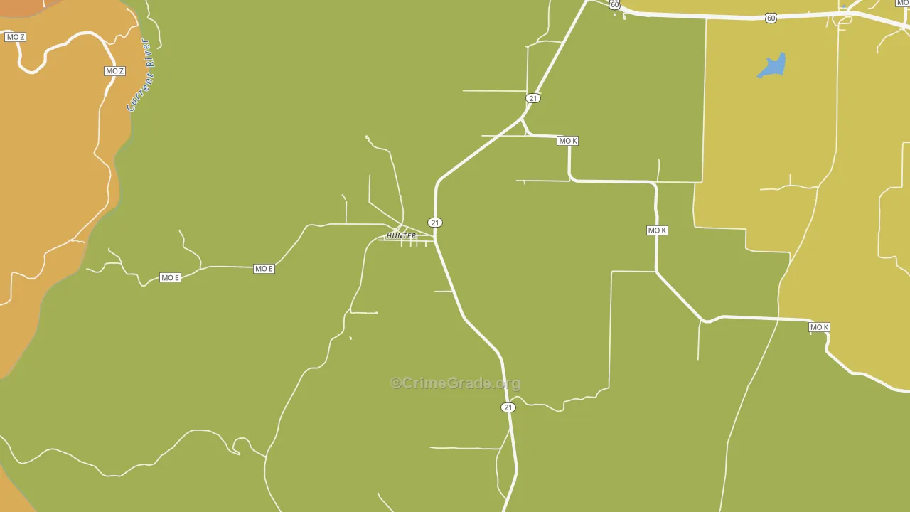 Hunter, MO Map of Murder Rates