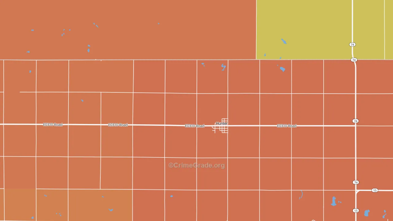 Hunter, OK Map of Murder Rates