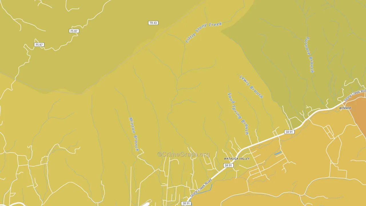 Hunter, TN Map of Murder Rates