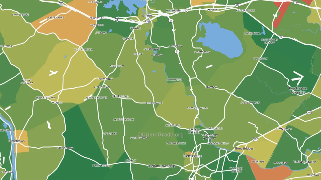 Hunterdon County, NJ Map of Murder Rates