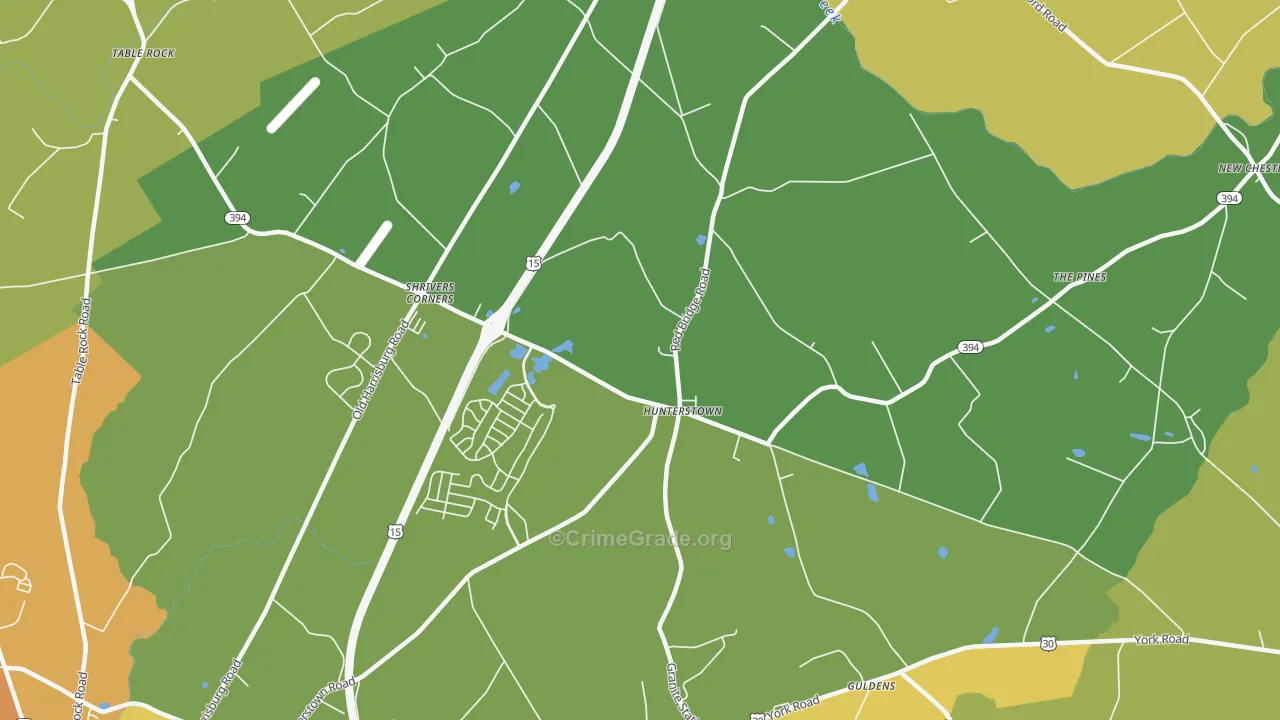 Hunterstown, PA Map of Murder Rates