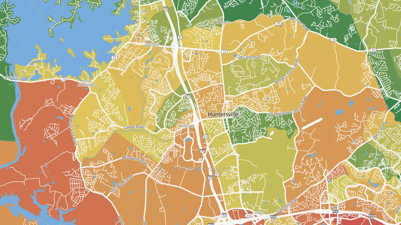 Huntersville, NC Map of Murder Rates