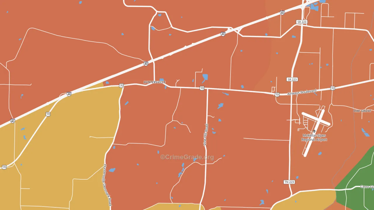 Huntersville, TN Map of Murder Rates