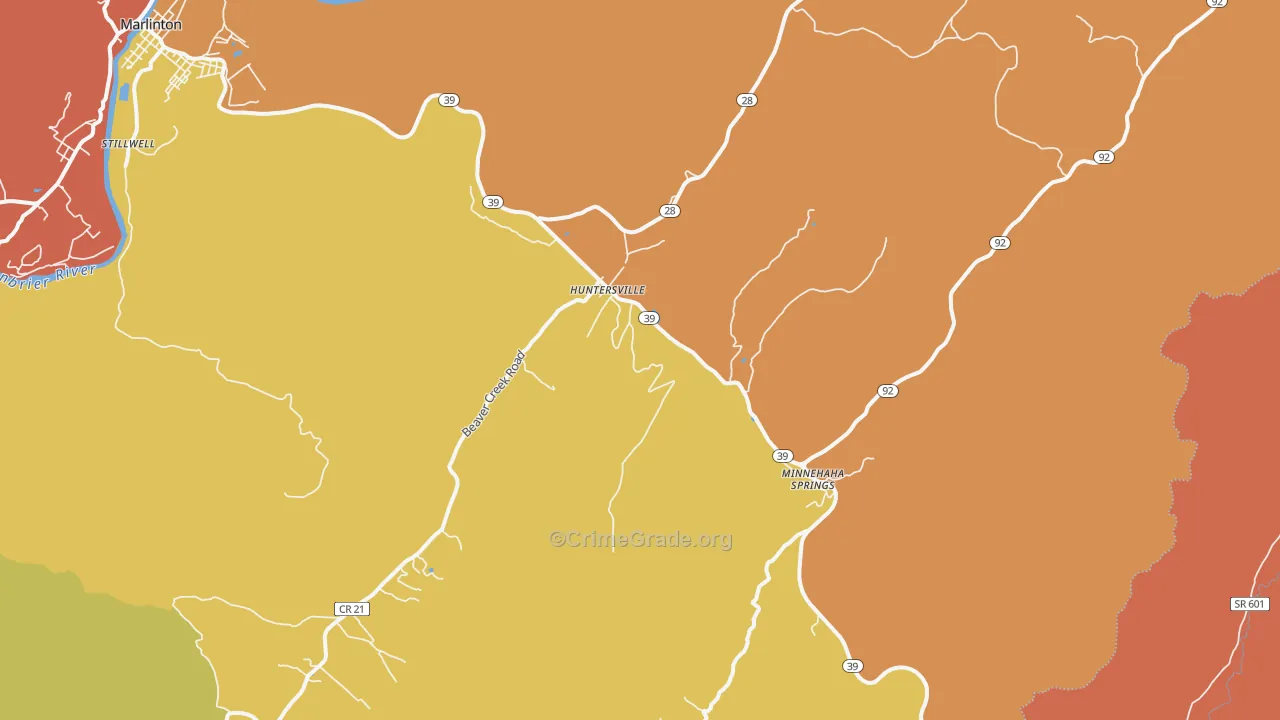 Huntersville, WV Map of Murder Rates
