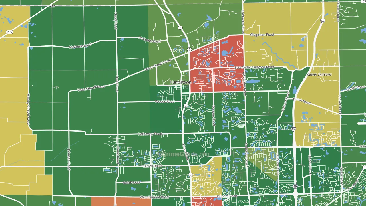 Huntertown, IN Map of Murder Rates
