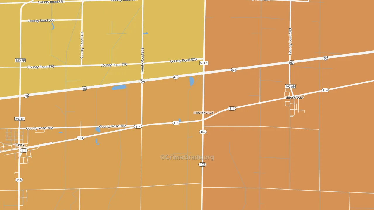 Hunterville, MO Map of Murder Rates