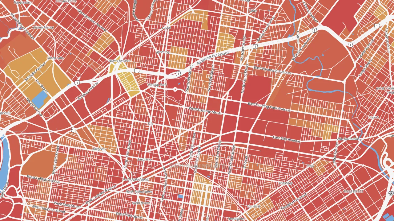 Hunting Park, Philadelphia, PA Map of Murder Rates