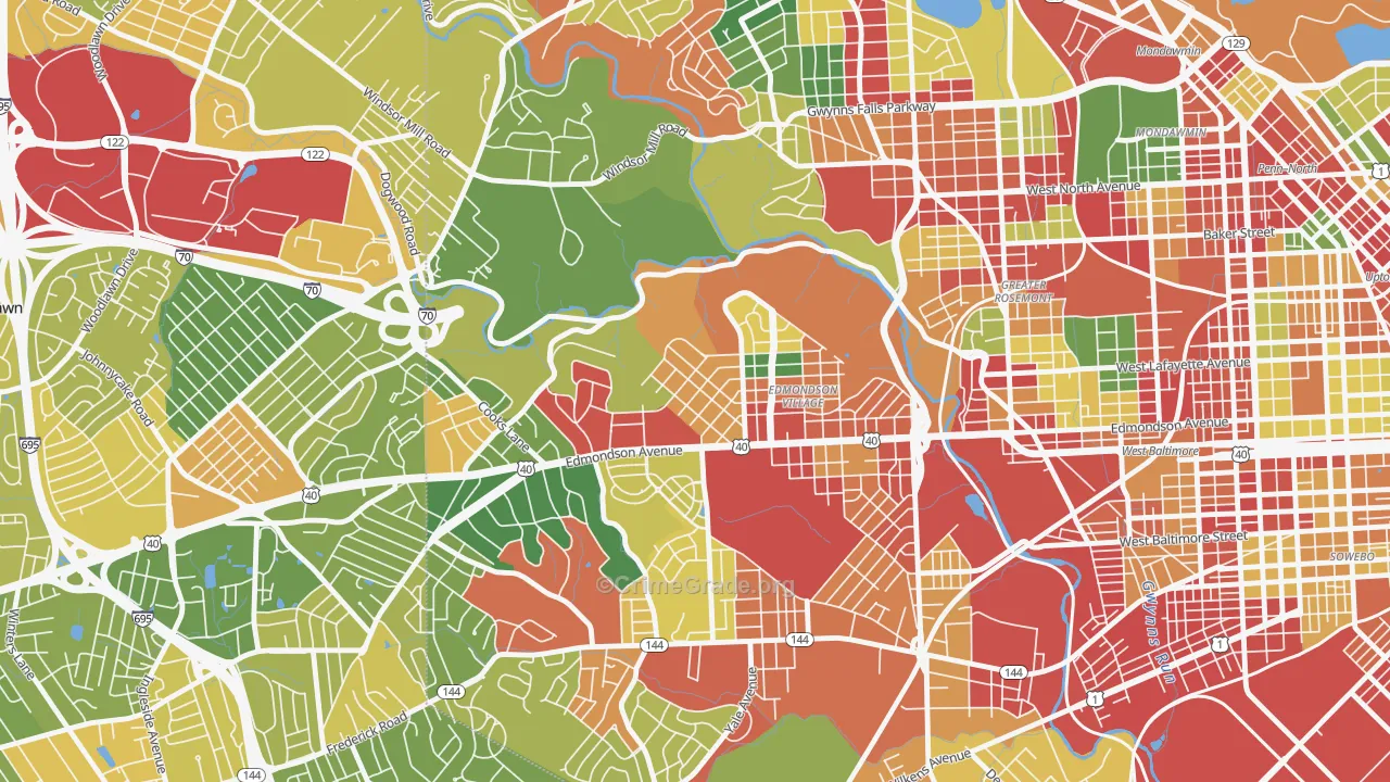 Hunting Ridge, Baltimore, MD Map of Murder Rates