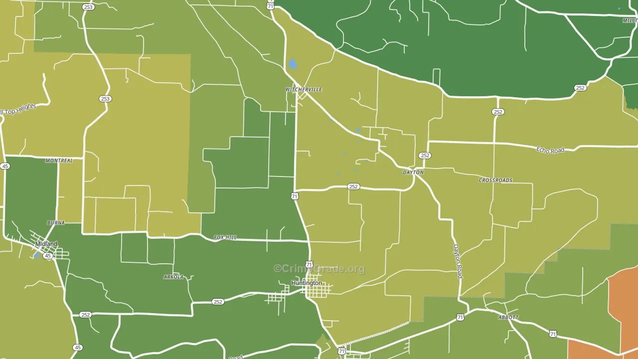 Huntington, AR Map of Murder Rates