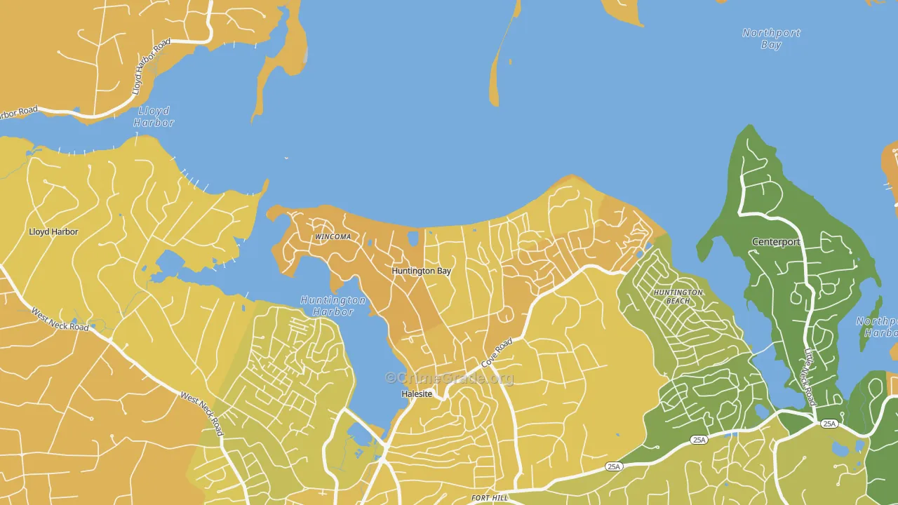 Huntington Bay, NY Map of Murder Rates