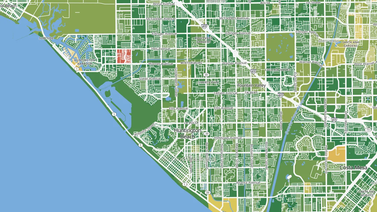 Huntington Beach, CA Map of Murder Rates