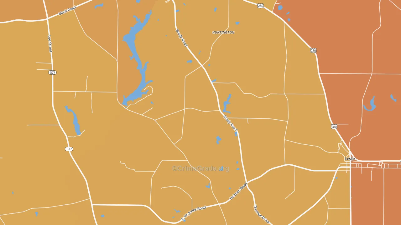 Huntington, GA Map of Murder Rates