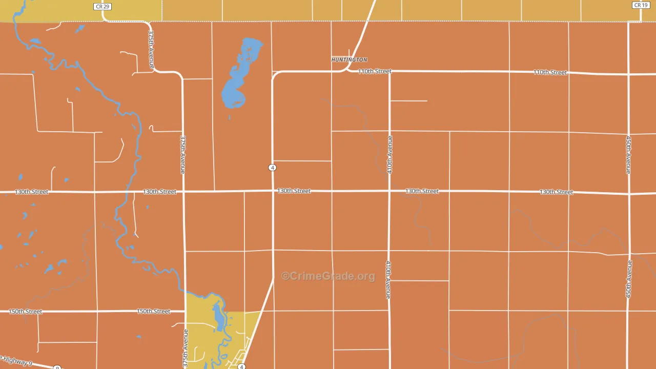 Huntington, IA Map of Murder Rates
