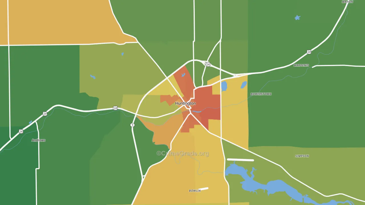 Huntington, IN Map of Murder Rates