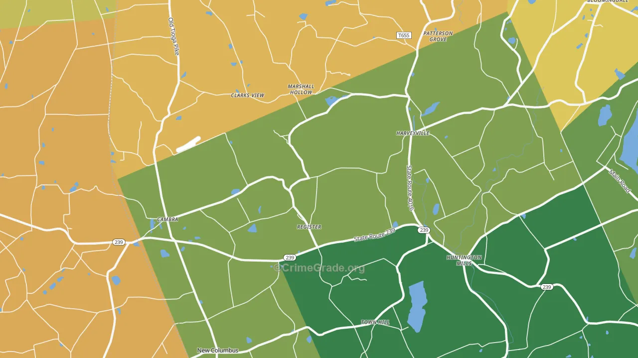 Huntington Mills, PA Map of Murder Rates