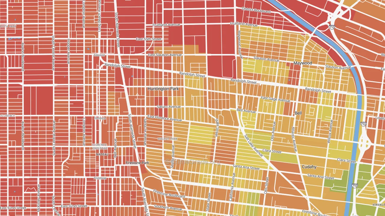 Huntington Park, CA Map of Murder Rates