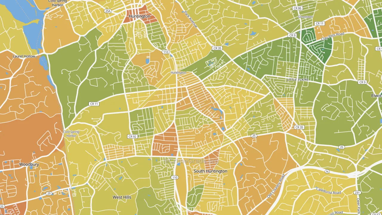 Huntington Station, NY Map of Murder Rates