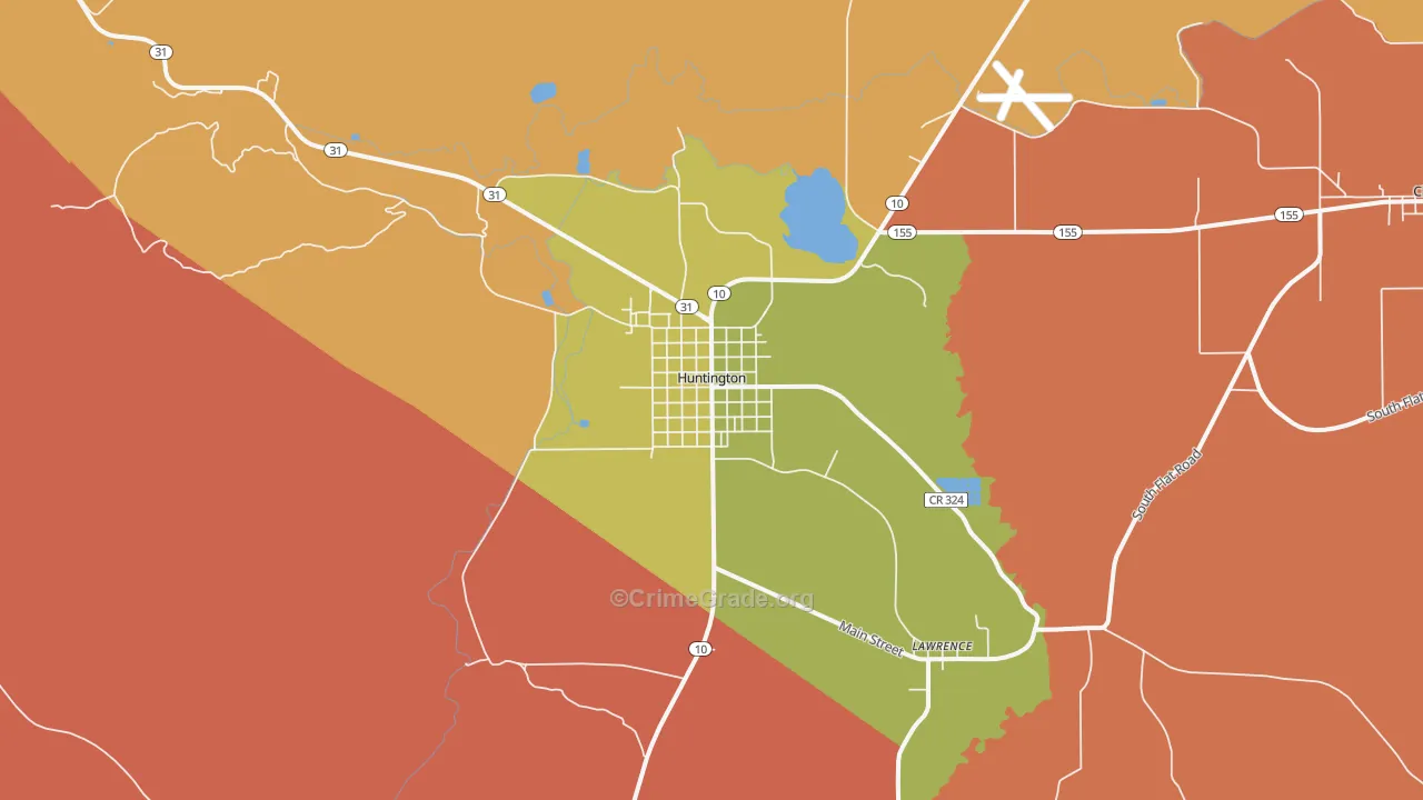 Huntington, UT Map of Murder Rates
