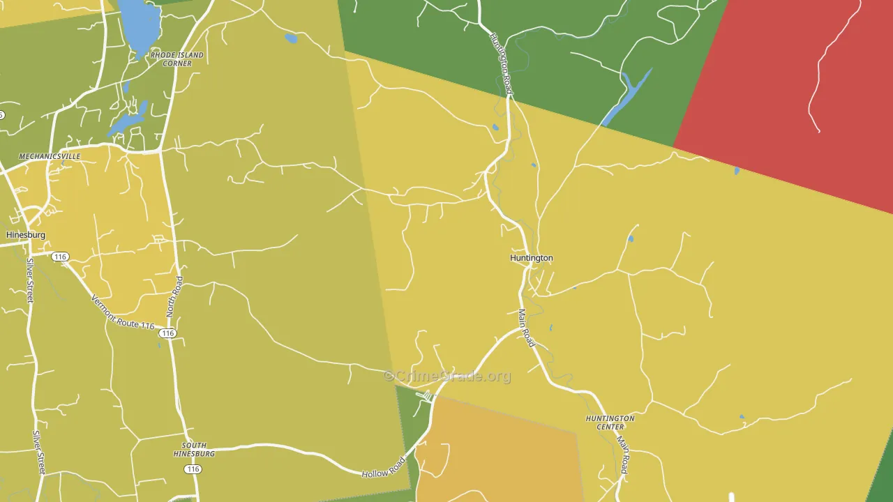 Huntington, VT Map of Murder Rates