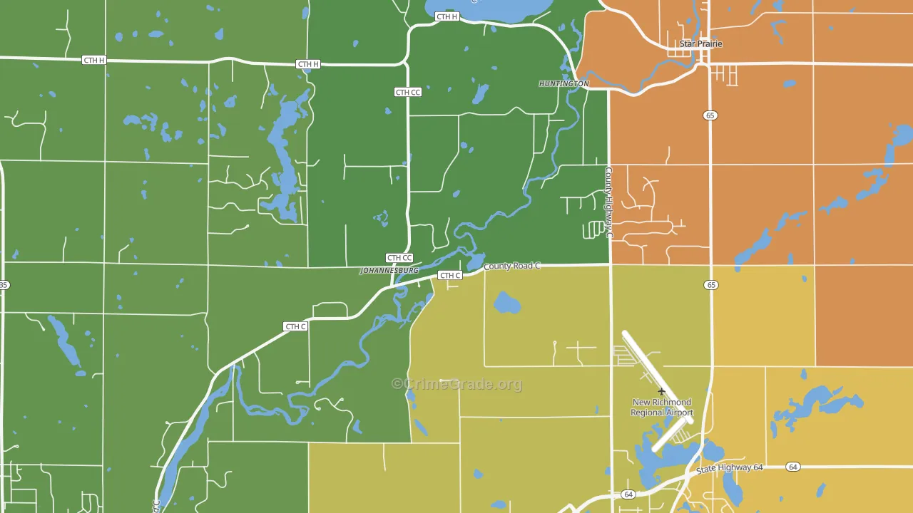 Huntington, WI Map of Murder Rates
