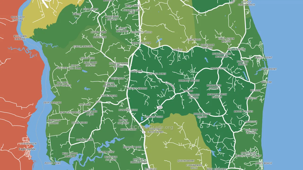 Huntingtown, MD Map of Murder Rates