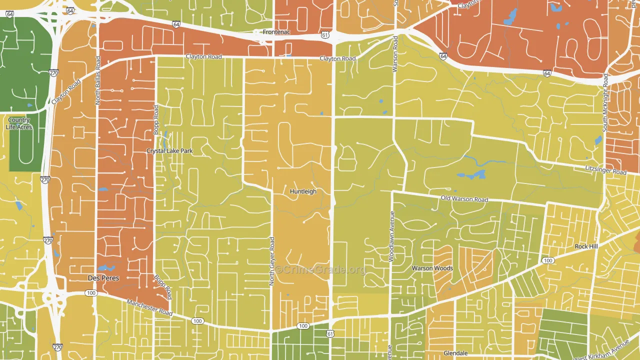 Huntleigh, MO Map of Murder Rates