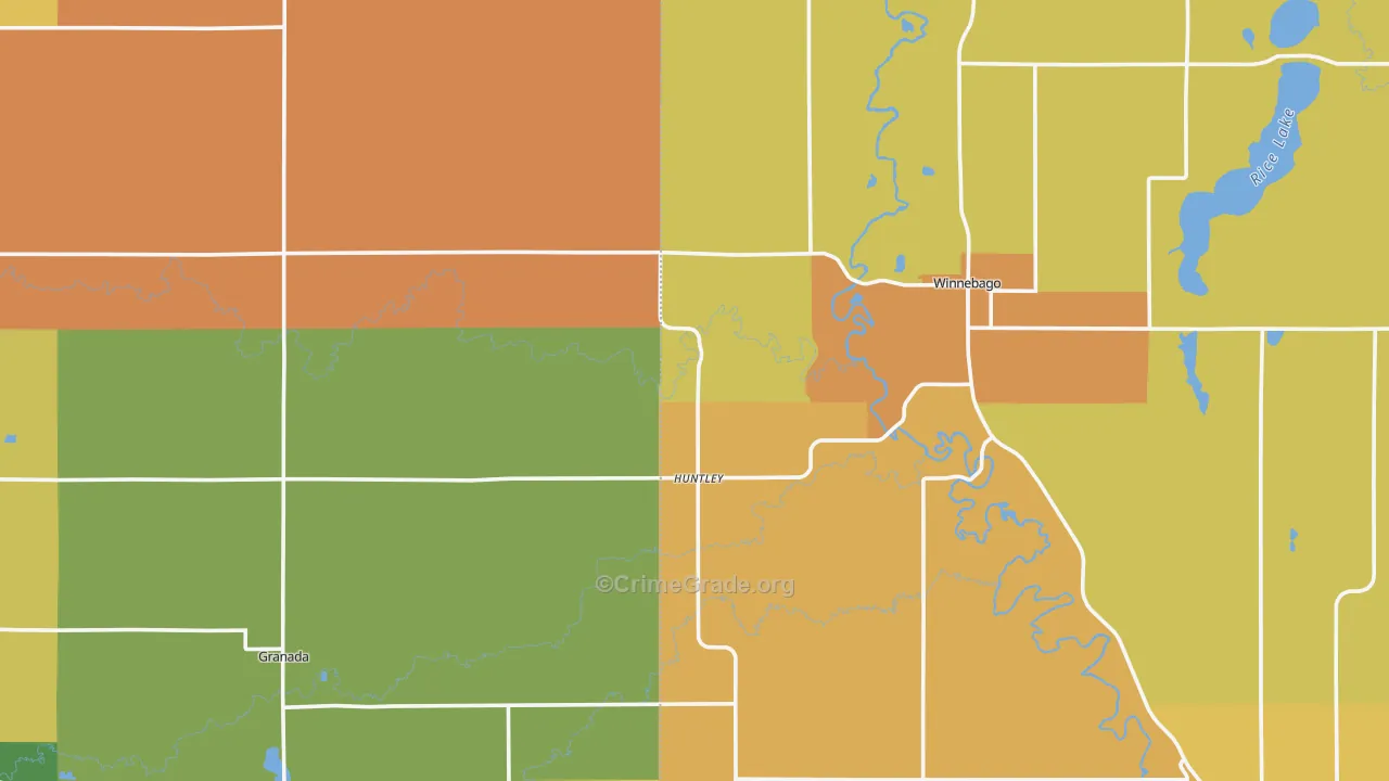 Huntley, MN Map of Murder Rates