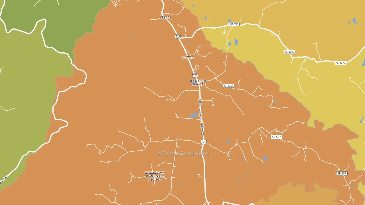Huntly, VA Map of Murder Rates