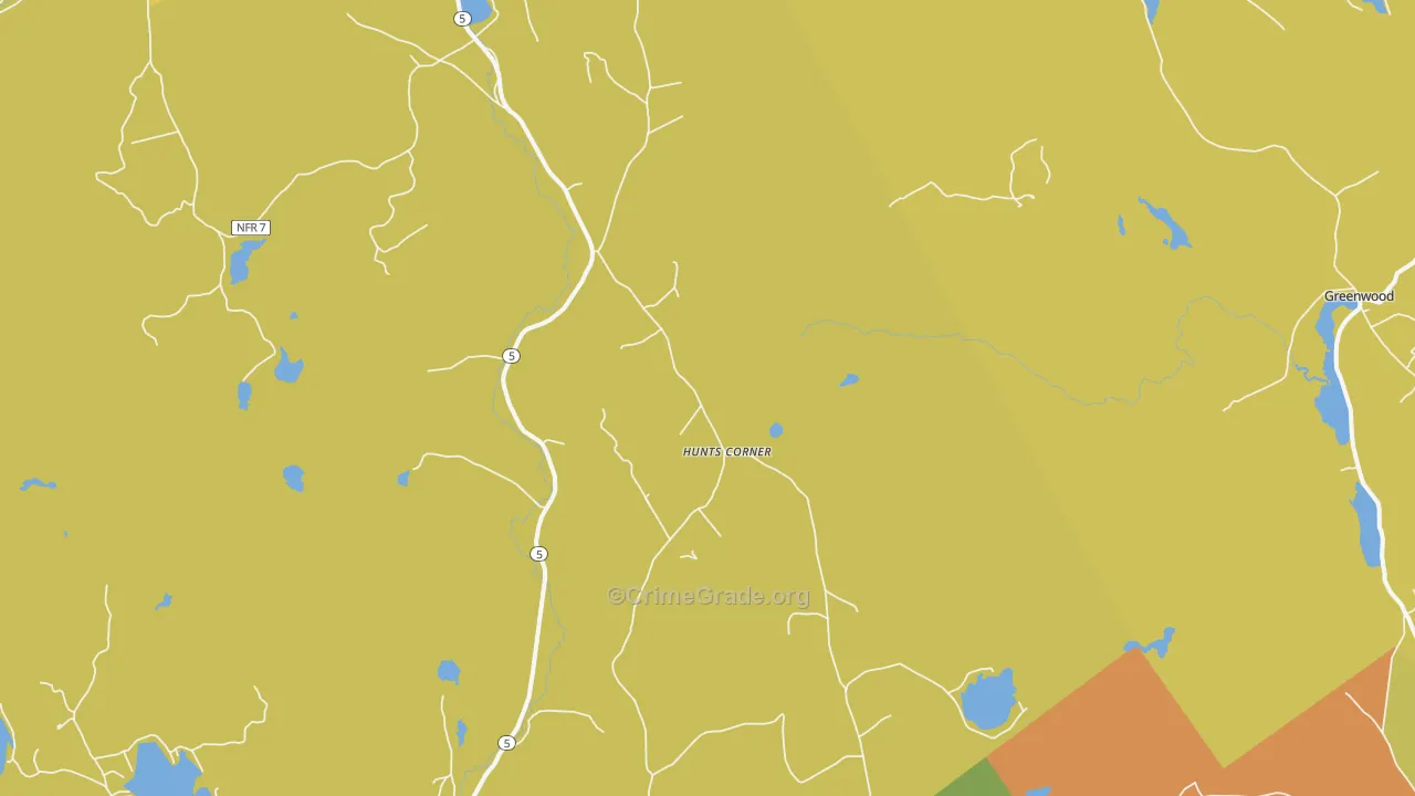 Hunts Corner, ME Map of Murder Rates