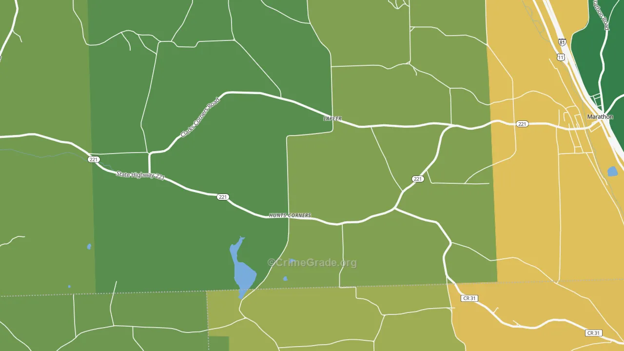 Hunts Corners, NY Map of Murder Rates