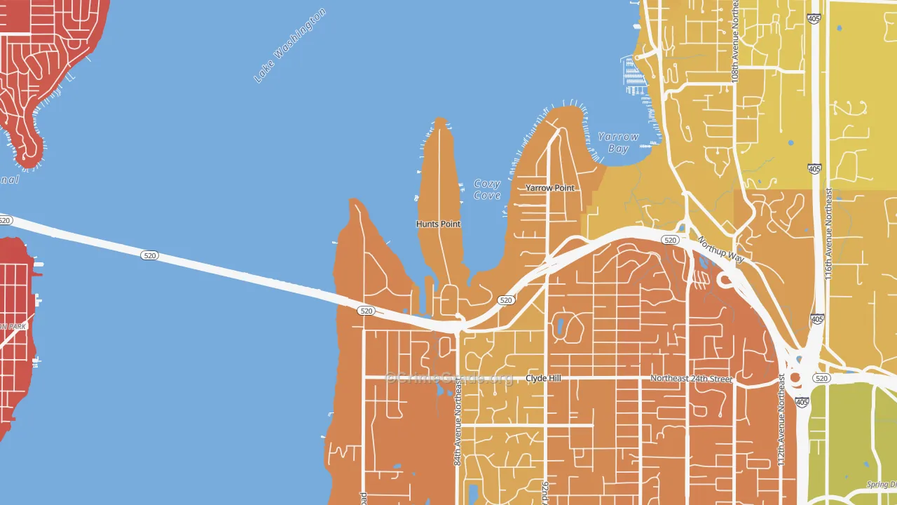 Hunts Point, WA Map of Murder Rates