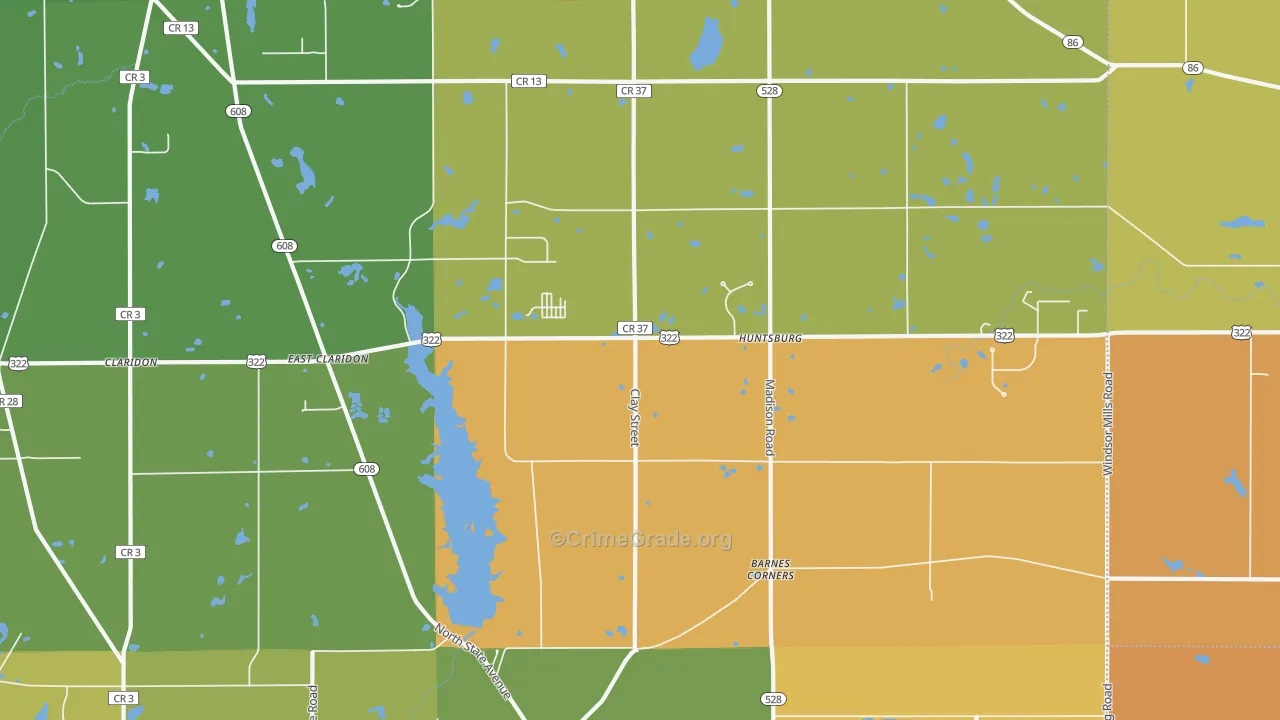 Huntsburg, OH Map of Murder Rates