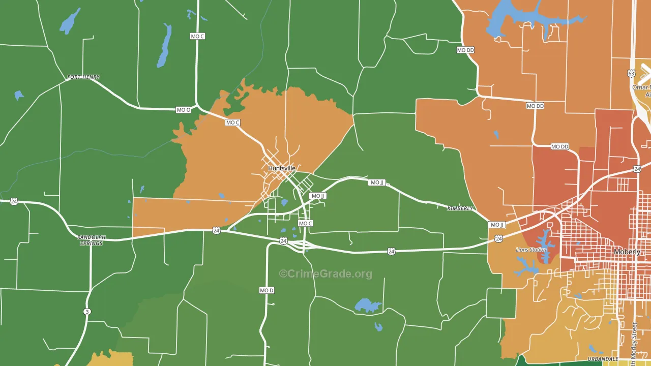 Huntsville, MO Map of Murder Rates